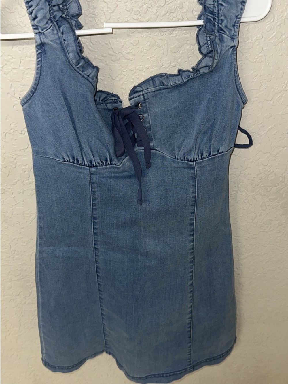 Urban Outfitters Light Blue Denim Lace-Up Mini Dress - Picture 2 of 3